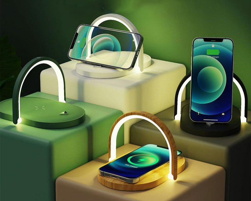 3 in 1 Foldable Wireless Charger Night Light Wireless Charging Station Stonego LED Reading Table Lamp 15W Fast Charging Light